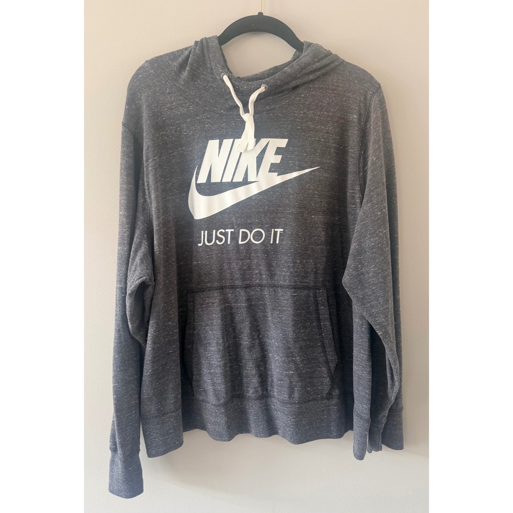 Nike Sportswear Gym Vintage Hoodie Charcoal Grey Just Do It BQ2732-060 Womens 2X